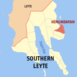 Mapa de Southern Leyte con Hinundayan resaltado