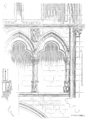 Dessin de colonnettes et cariatides (triforium de la cathédrale de Nevers)