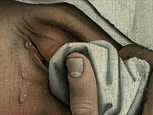 Questo particolare della Deposizione di Rogier van der Weyden è un esempio del livello di dettaglio che poteva essere raggiunto con la tecnica ad olio