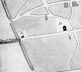 Менскі кляштар рохітаў (№ 16) на плане горада 1793 года.