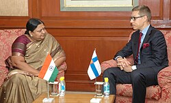 Stubb ulkomaankauppaministerinä Intian Delhissä lokakuussa 2013.