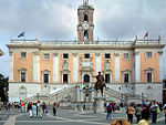 Piazza del Campidoglio i Rom, som projekterades av Michelangelo, påbörjades 1536.