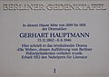 Berliner Gedenktafel an Hauptmanns Wohnhaus in Berlin-Charlottenburg