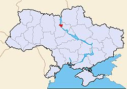 Peta Ukraine dengan Kiev diserlahkan