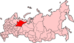جایگاه جمهوری کومی بر روی نقشه فدراسیون روسیه