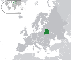 বেলারুশ-এর অবস্থান (green) Europe-এ (dark grey)  –  [ব্যাখ্যা]
