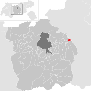 Lage der Gemeinde Kolsass im Bezirk Innsbruck-Land (anklickbare Karte)
