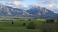 with mountains in Ammergau Alps, Tegelberg and Säuling with Pilgerschrofen