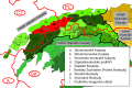 Західна частина Західніх Бескидів, позначено червоним (E)