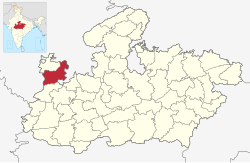 मध्यप्रदेश राज्यस्य मानचित्रे मन्दसौरमण्डलम्
