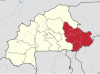 Localisation de la région de l'Est au Burkina Faso.