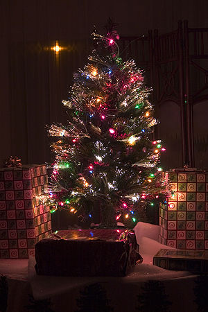 一棵有燈嘅聖誕樹