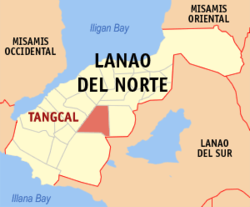 Mapa de Lanao del Norte con Tangcal resaltado