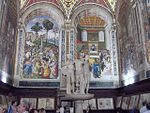 Romersk skulpturgrupp i Piccolominibiblioteket i Siena.