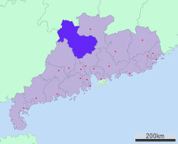 Location of Qingyuan in Guangdong