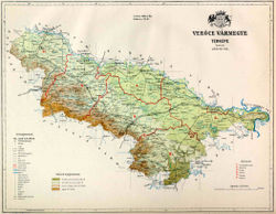 Verőce vármegye domborzati térképe
