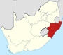 Map indicating the extent of KwaZulu-Natal within the Republic of South Africa