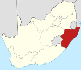 क्वाझुलू-नातालचे दक्षिण आफ्रिका देशाच्या नकाशातील स्थान