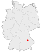 Mapa da Alemanha, posição de Ratisbona Regensburg acentuada