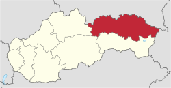 Prešovský kraj na mapě Slovenska