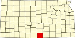 map of Kansas highlighting Harper County