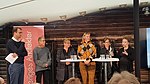 Amanda Lind under ett kulturpolitiskt samtal med Sveriges Arkitekter under Almedalsveckan 2019.