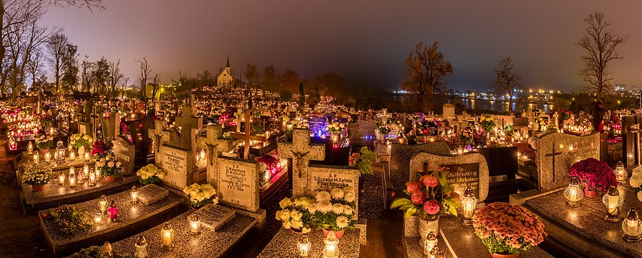 All Saints' Day in the Holy Cross cemetery, Gniezno, Poland.