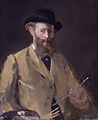 『パレットを持った自画像（英語版）』1879年。油彩、キャンバス、83 × 67 cm。私蔵。