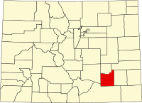 Map of Colorado highlighting Otero County