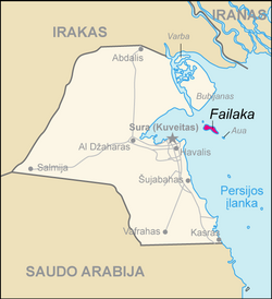 جزیره فیلکه در نقشهٔ کویت