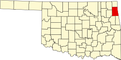 map of Oklahoma highlighting Delaware County