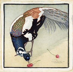 Carl Moser, Riikinkukko ja kolme kirsikkaa, 1906.