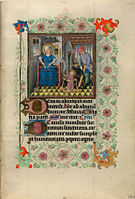 La sagrada familia en el Libro de horas de Catalina de Cleves, siglo XV, f. 69r