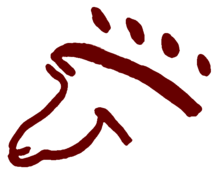 Cabeza de caballo asociada a una pequeña serie de puntos