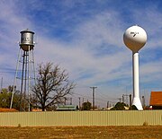 Older and newer style towers in Ralls, Texas