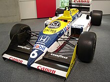 Photo de la monoplace Williams FW11B dans le Honda Collection Hall.
