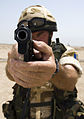 British soldier with pistol