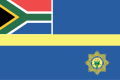 Flag of the South African Police Service, which has a canton with the RSA's national flag in it.