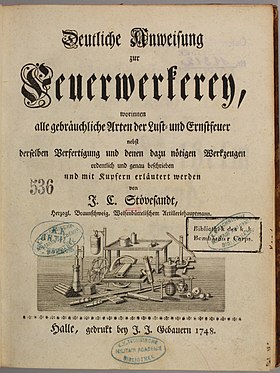 Deutliche Anweisung zur Feuerwerkerey, 1748.