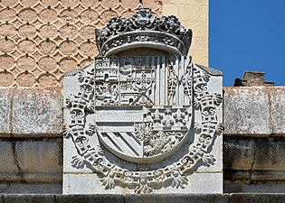 Coat of Arms of Alcázar of Segovia including the Royal Arms of the Crown of Castile, Spain