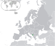 Mapa do Montenegro na Europa