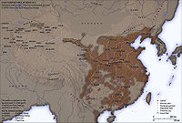 Chineesche Muur in Han-Dynastie med den Transportrouten un Siedenstrate van Chang’an na Westen