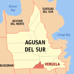 Mapa de Agusan del Sur con Veruela resaltado