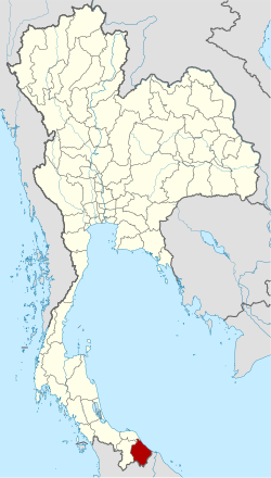 แผนที่ประเทศไทย จังหวัดนราธิวาสเน้นสีแดง