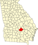 Harta statului Georgia indicând comitatul Telfair