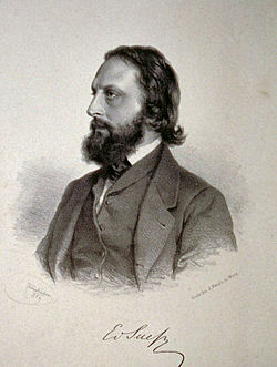 Едуард Зюсс. Літографія роботи Йозефа Кріхубера. Близько 1869 року.
