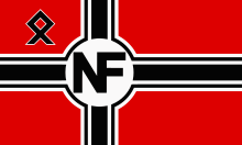 Othala-Rune auf Flagge der britischen Partei National Front, die 1967 gegründet wurde