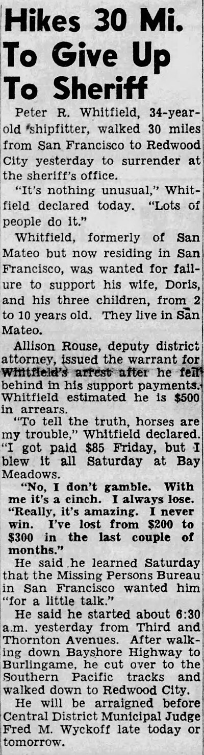 Thumbnail for File:Peter Robert Whitfield Jr. (1918-1987) in the Redwood City Tribune of Redwood City, California on June 1, 1953.jpg