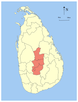 Centralprovinsens läge på Sri Lanka