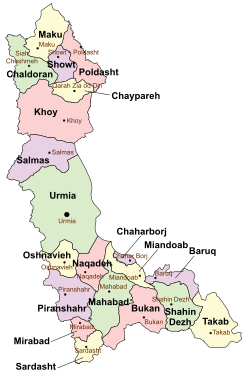 غربی آذربایجان اوستانی‌نین بؤلگه‌لری